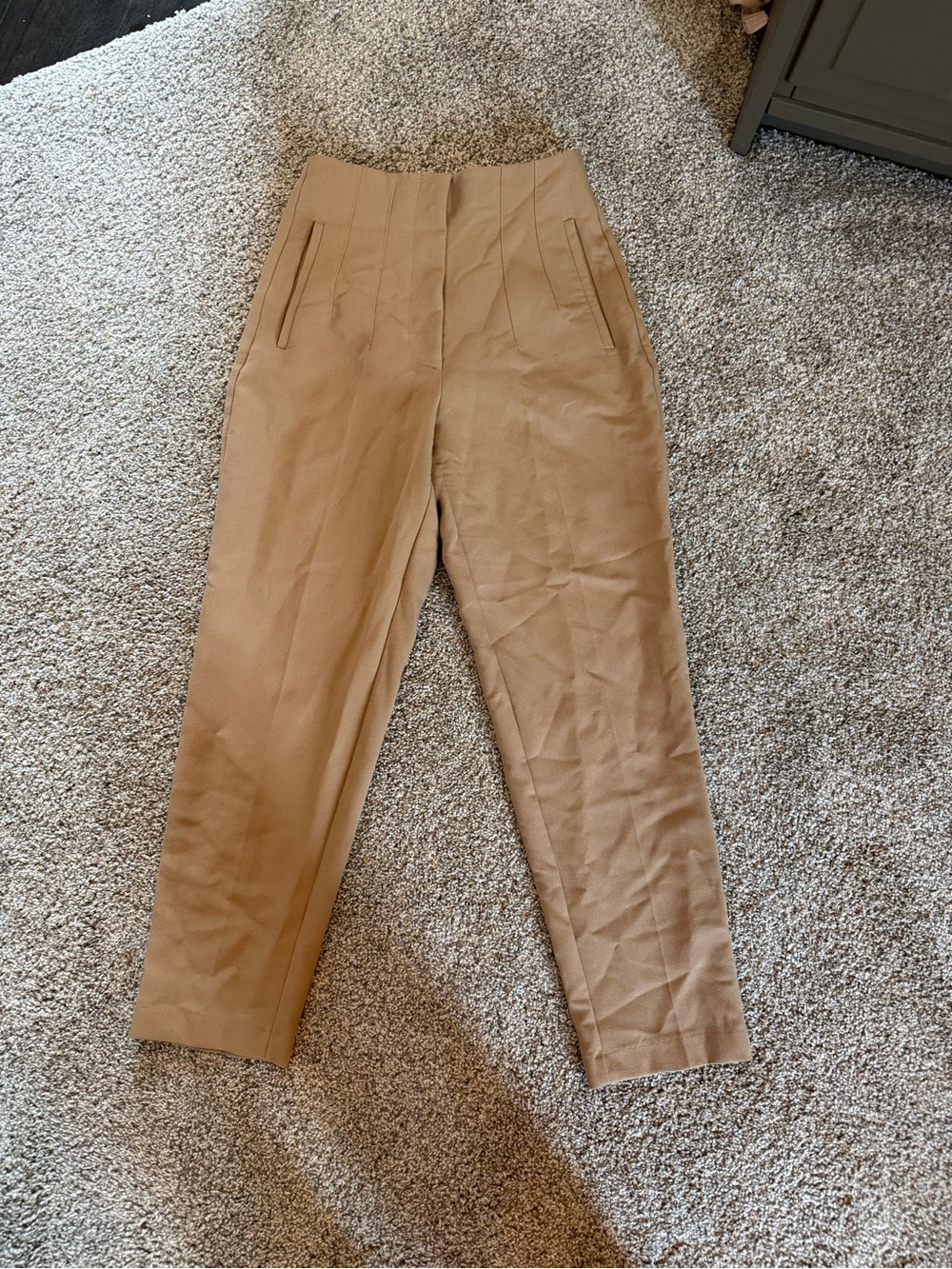 Zara Camel High-Waist Tailored Trousers